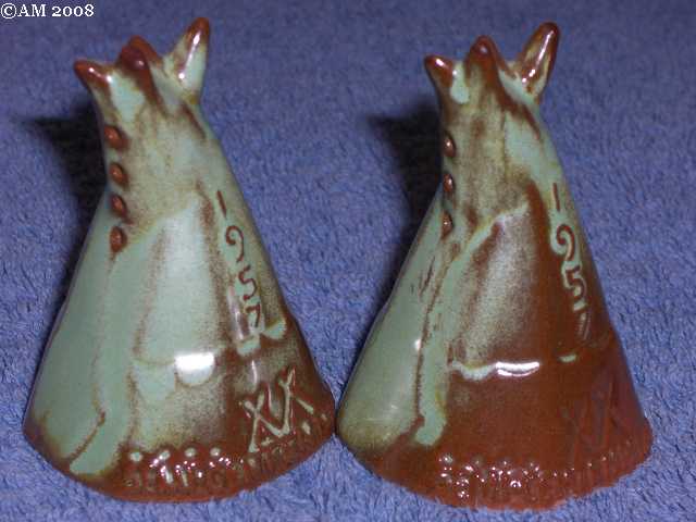 1957 Celebration Teepees glazed prairie green